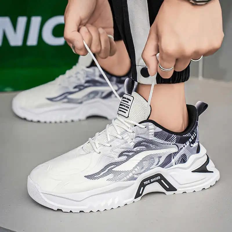 Scarpe da uomo con tacco spesso e robusto, scarpe eleganti da uomo, scarpe da esterno per uomo, scarpe eleganti blu da uomo, sneakers sportive