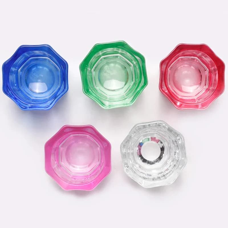 Bicchiere di cristallo in polvere acrilica per unghie liquide Tazza colorata trasparente Dappen Piatto Coperchio Ciotola Portabicchieri Contenitore Attrezzatura Strumenti per nail art