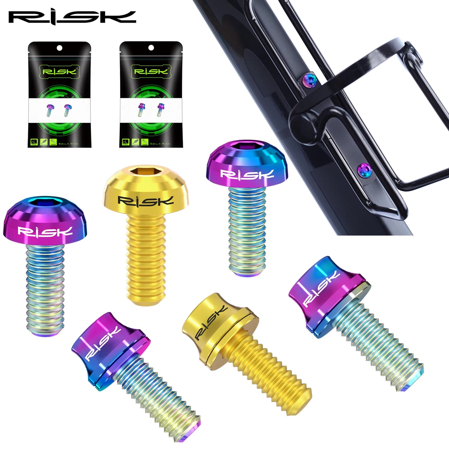 2 pz rischio bici bottiglia d'acqua gabbia bullone vite M5x12 mm titanio esagonale Torx testa per strada Mountain bicicletta pompa aria staffa supporto