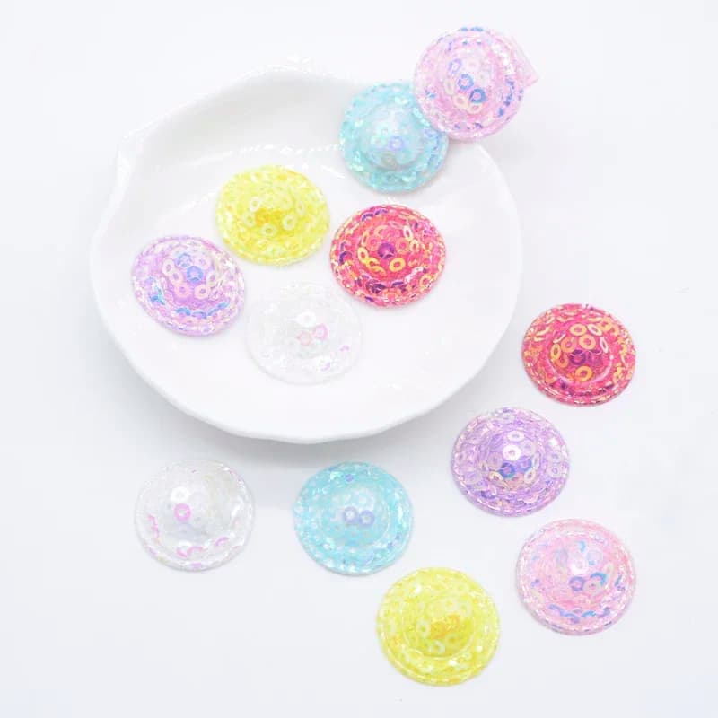 20 pezzi 2,1 cm applicazioni a forma di cappello con paillettes ricamate per vestiti toppe da cucito copricapo fai da te fermagli per capelli accessori decorativi
