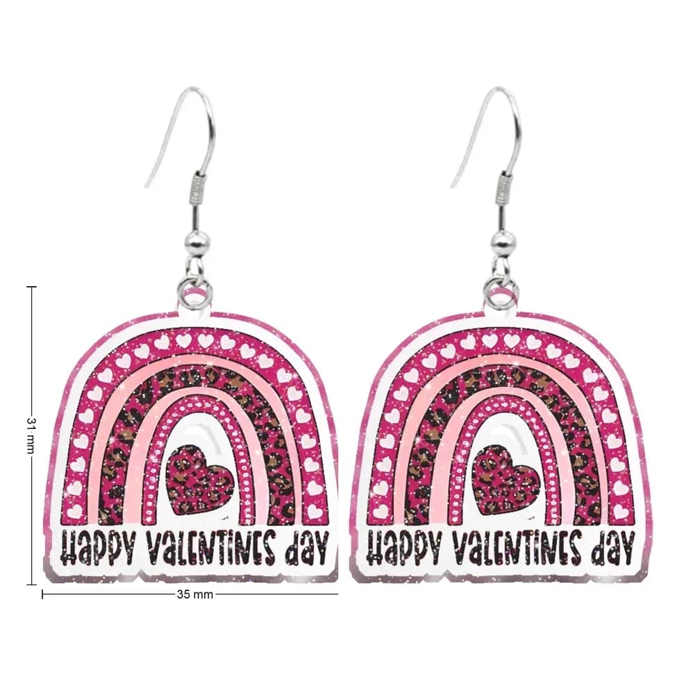 Cuori rossi Stampa glitterata Tema San Valentino Orecchini in resina Orecchini con gancio epossidico acrilico Artigianato cosplay