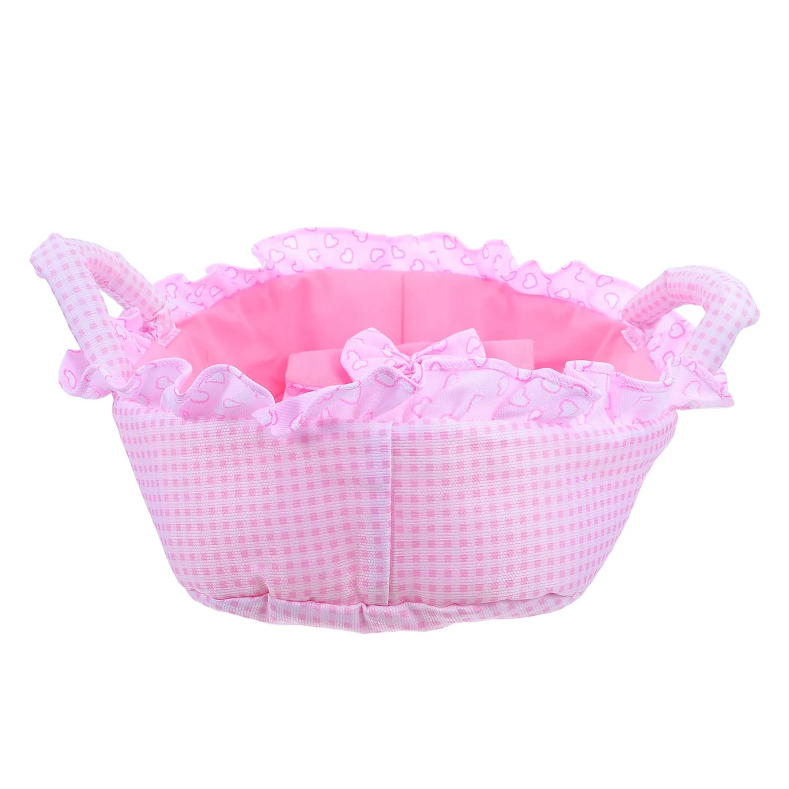 Culla per Bambole 35Cm, Cuscino Portatile Rosa, Coperta, Accessorio per Casa delle Bambole, Mini Lettino per Gioco di Ruolo