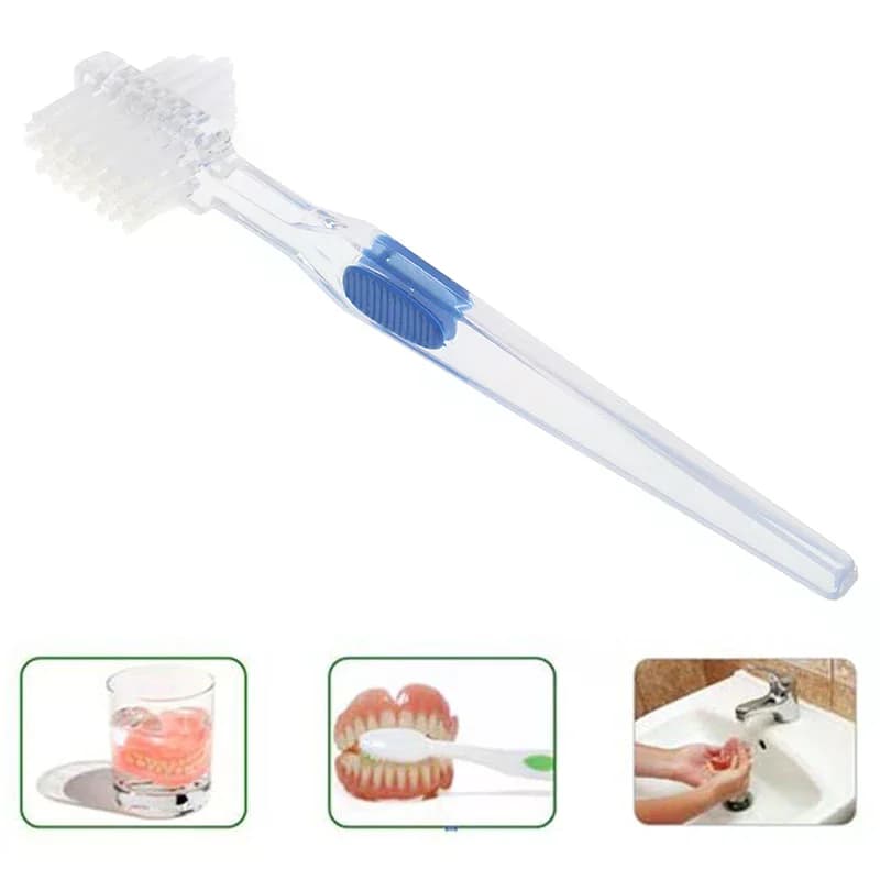 Spazzolino per protesi a doppia faccia Testa a setole ultra morbide Spazzolino per denti finti Pulizia per protesi Spazzolino per denti finti Igiene orale
