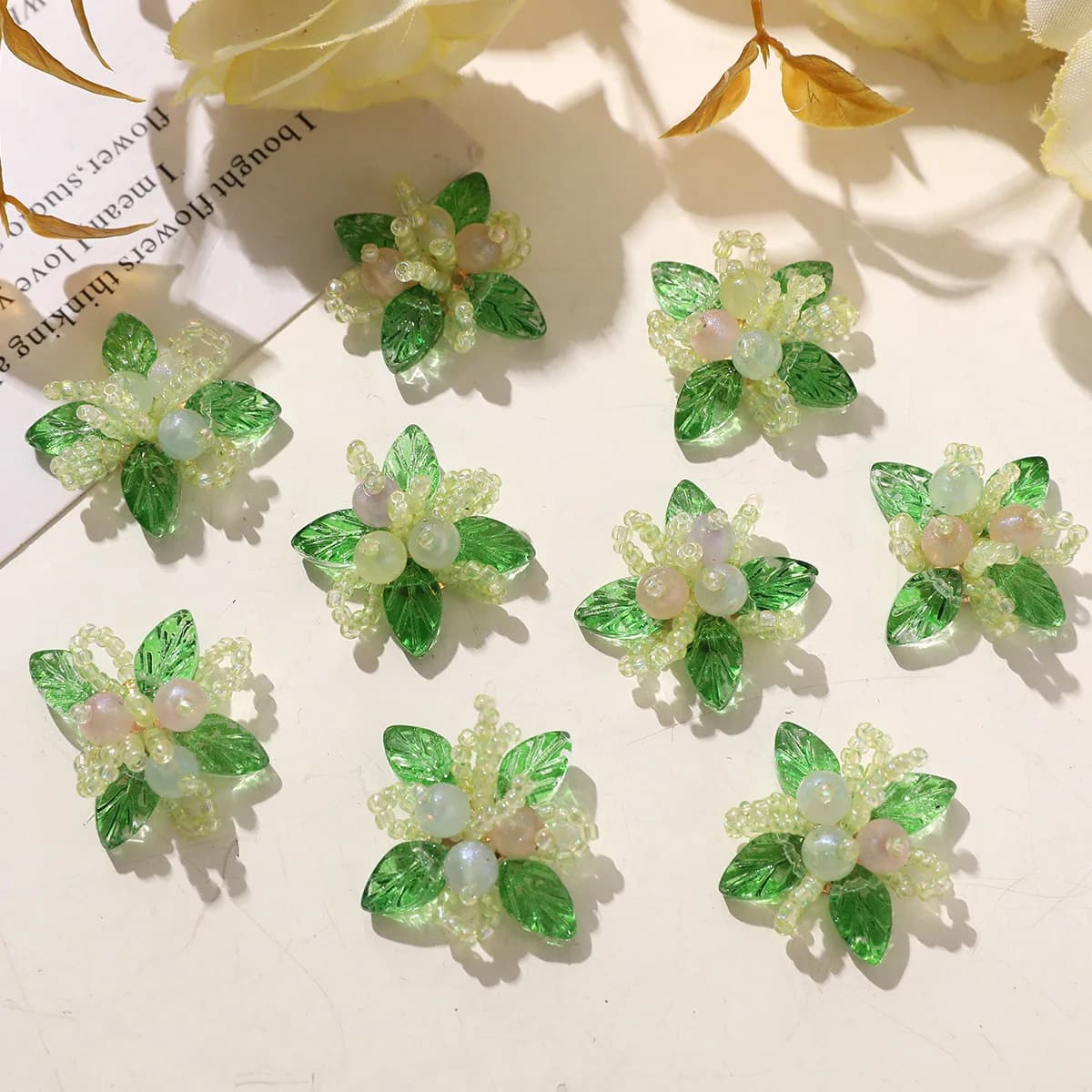 Fresh Spring Forest Bud Seed Bead Flower Cluster Shoe Charms 1 Piece Korean Style DIY Decor for Girls Hats Clogs Jelly Shoes