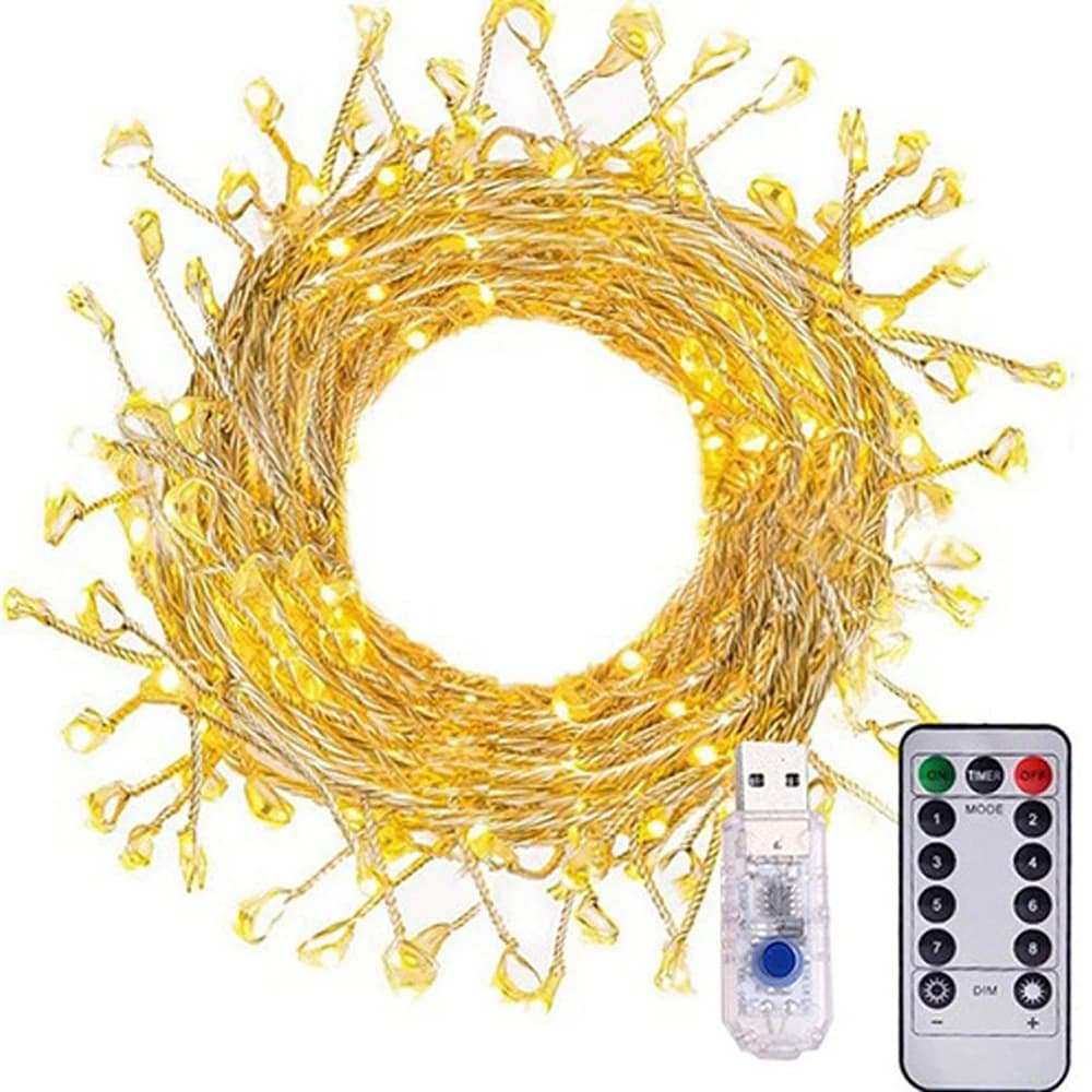 Fata Luce USB 5V Filo di Rame Scintillio Petardo Stringa Timer e 8 Modalità 9m 300 LED Impermeabile Cluster Stellato per la Festa di Natale
