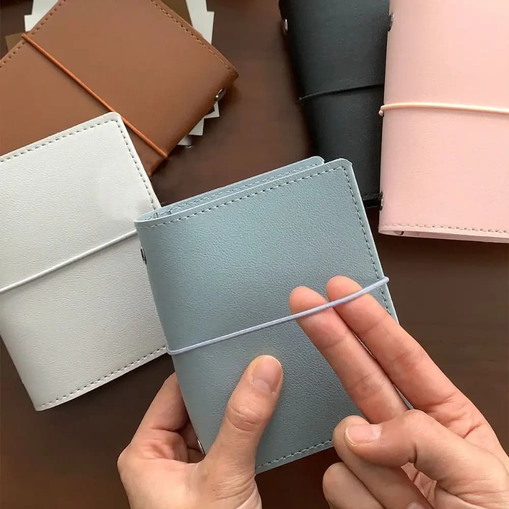 Semplice taccuino a fogli mobili M5 in pelle PU, mini taccuino tascabile con pagine bianche, agenda, taccuino ad anelli fai da te per studenti