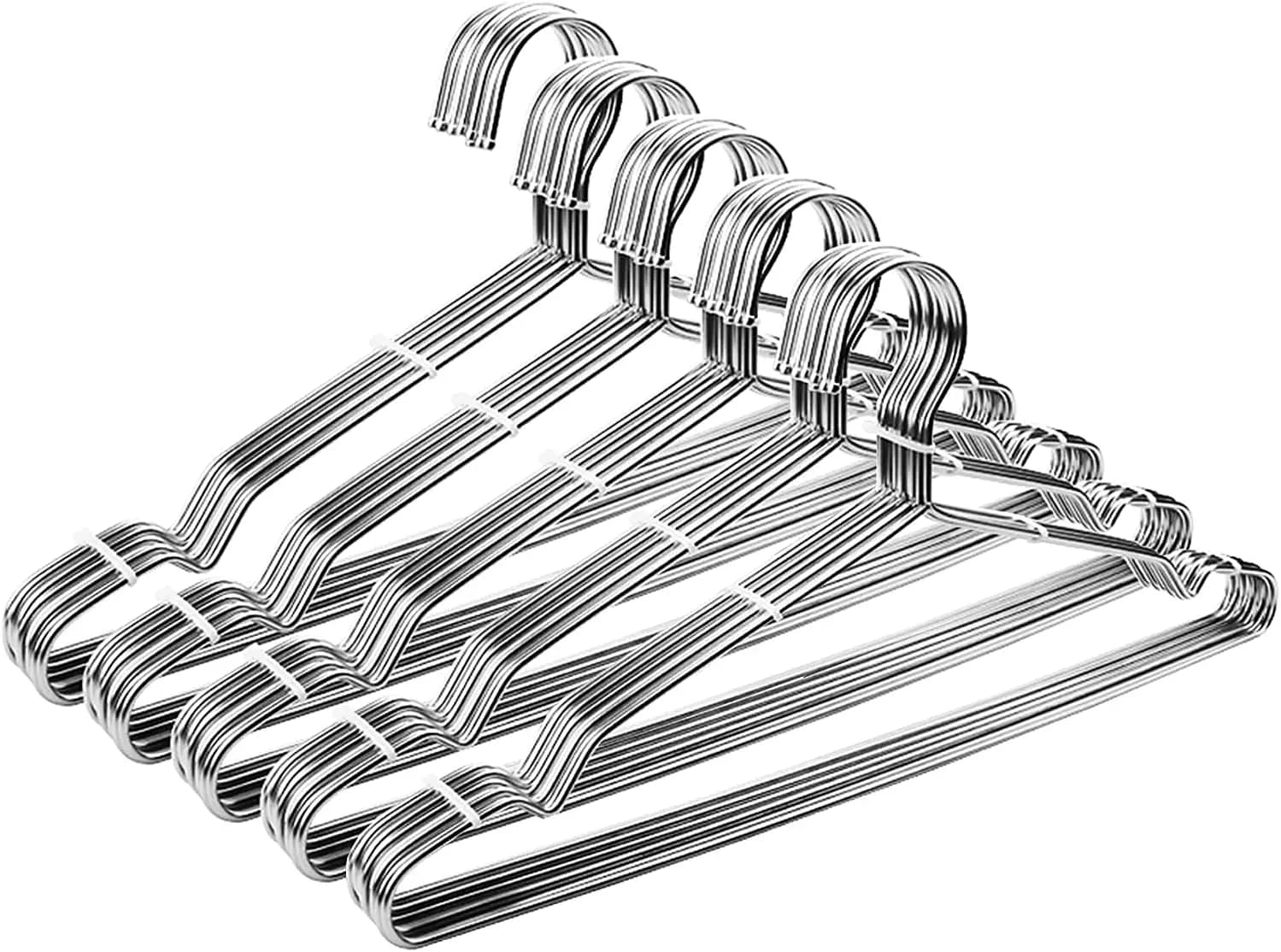 Pack of 50 Hooks Large Metal Hangers, Anti-slip, Robusti, Space Saving, Stainless Steel Socks for Clothes