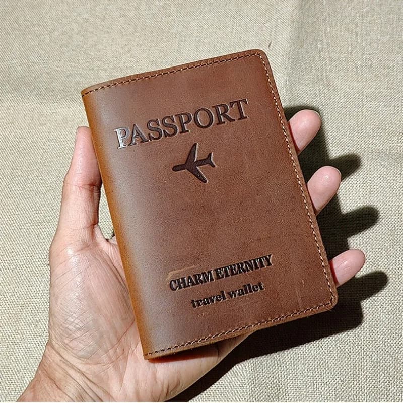 Porta Passaporto Sottile in Vera Pelle per Uomo e Donna, Portafoglio da Viaggio alla Moda, Porta Biglietti, Custodia da Viaggio