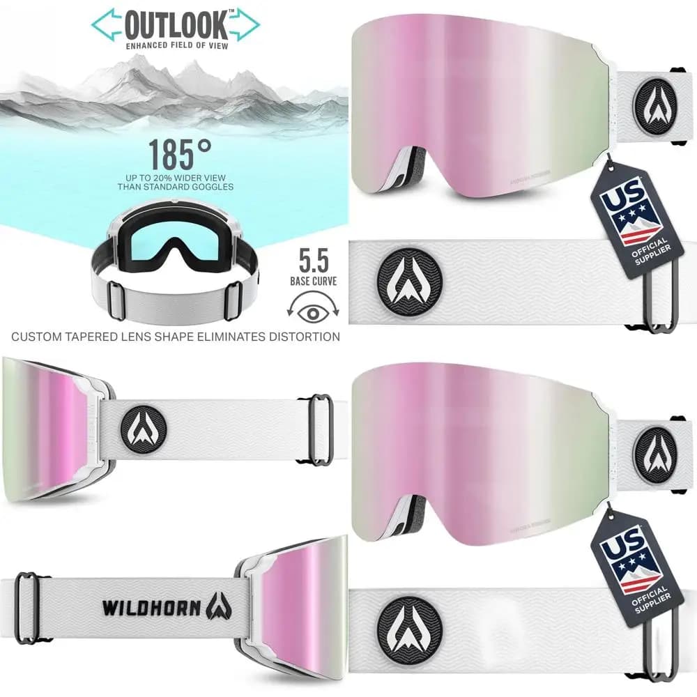 Campo visivo ultra ampio 185 ° Occhiali da sci, unisex, antiappannamento e resistenti ai graffi, protezione UV al 100%.