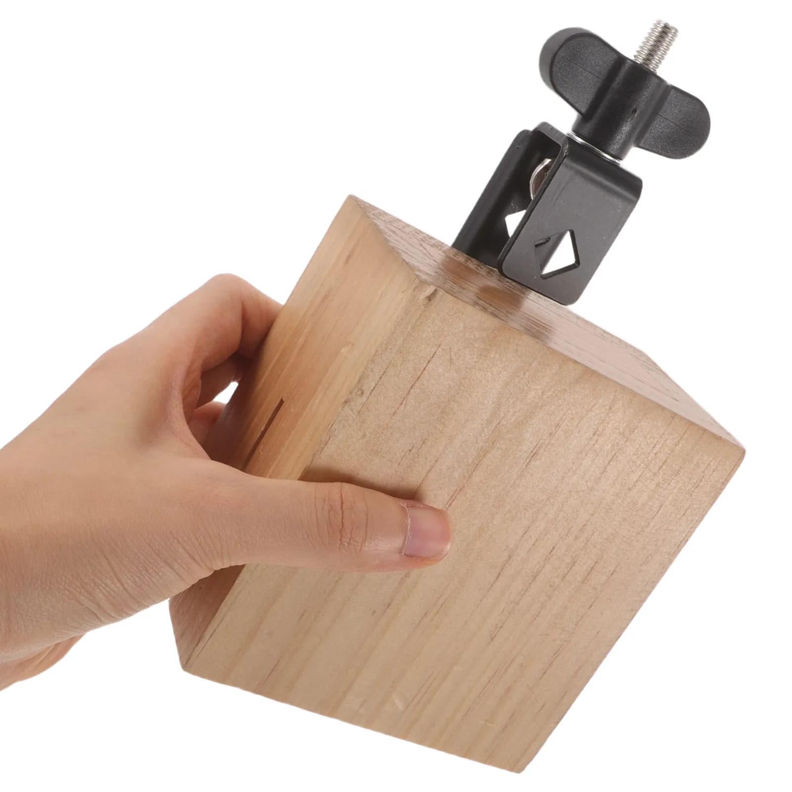 Square Wooden Cowbell Jam Block Mini Percussion Instrument for Drum Kit Band Practice Festival Performance Drum Cowbell
