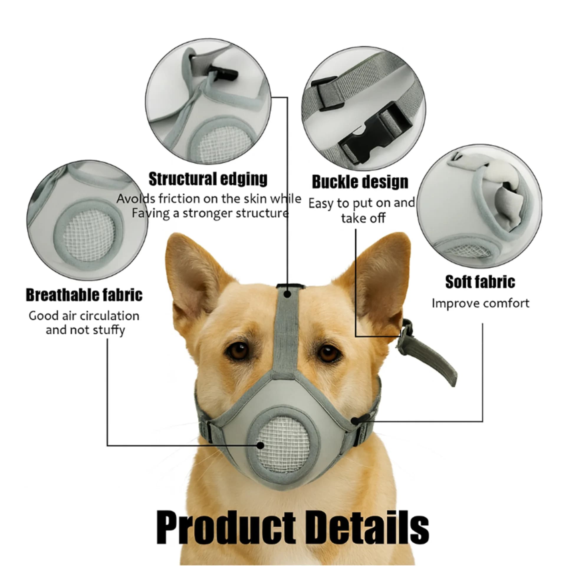 Nuova Maschera Protettiva per Cani Contro Morso, Mordicchiamento, Leccate Post-Operatorie, Facile da Pulire e Traspirante, Accessorio per Animali Domestici