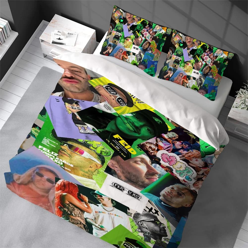 Set Copripiumino F-Feid Rapper, Morbido e Lavabile, 3 Pezzi, Estivo, Confortevole, per Dormitorio Studentesco, Casa, Lettino per Bambini, Best Seller