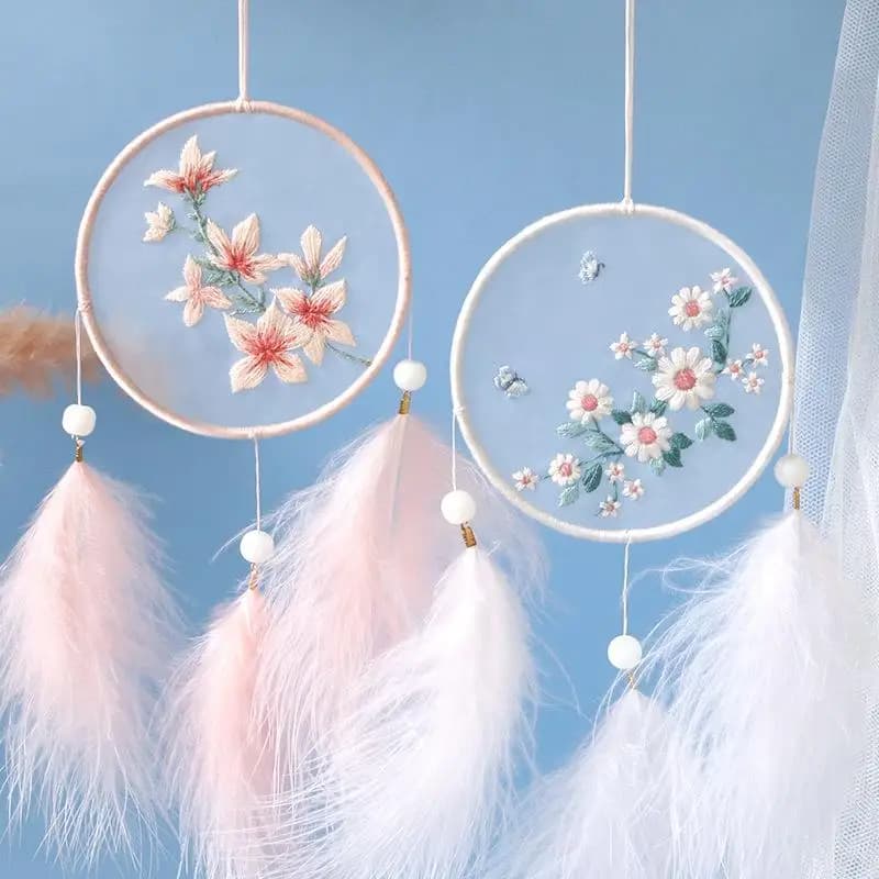Beginner's Embroidery DIY Handmade Material Kit Dream Catcher Making Ribbon Suzhou Embroidery Ancient Style Self-Embroidery