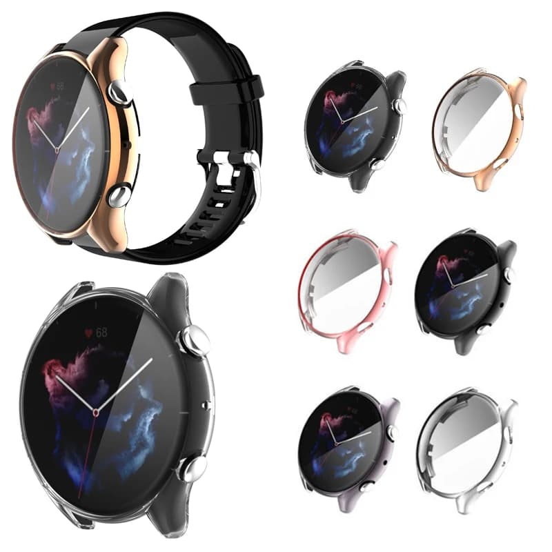 Custodia protettiva in vetro per schermo con telaio morbido in TPU per Amazfit GTR 3/3pro/2/2e Orologio GTR3 pro GTR2 GTR2e Custodia protettiva per paraurti