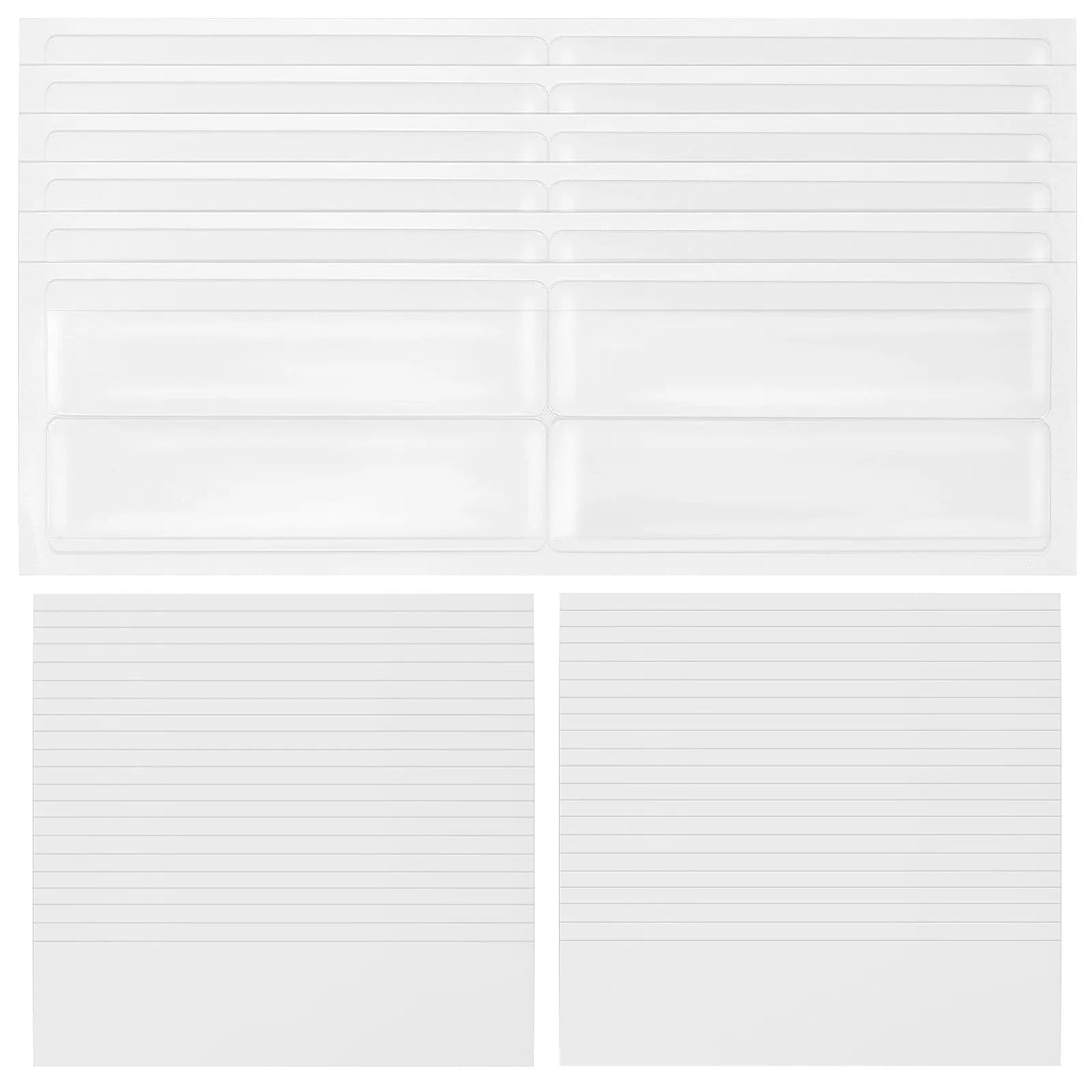 50Pcs Transparent Adhesive Label Holders Clear Pocket Sleeves for Office Home School Storage Bins Shelf Labels Organizer