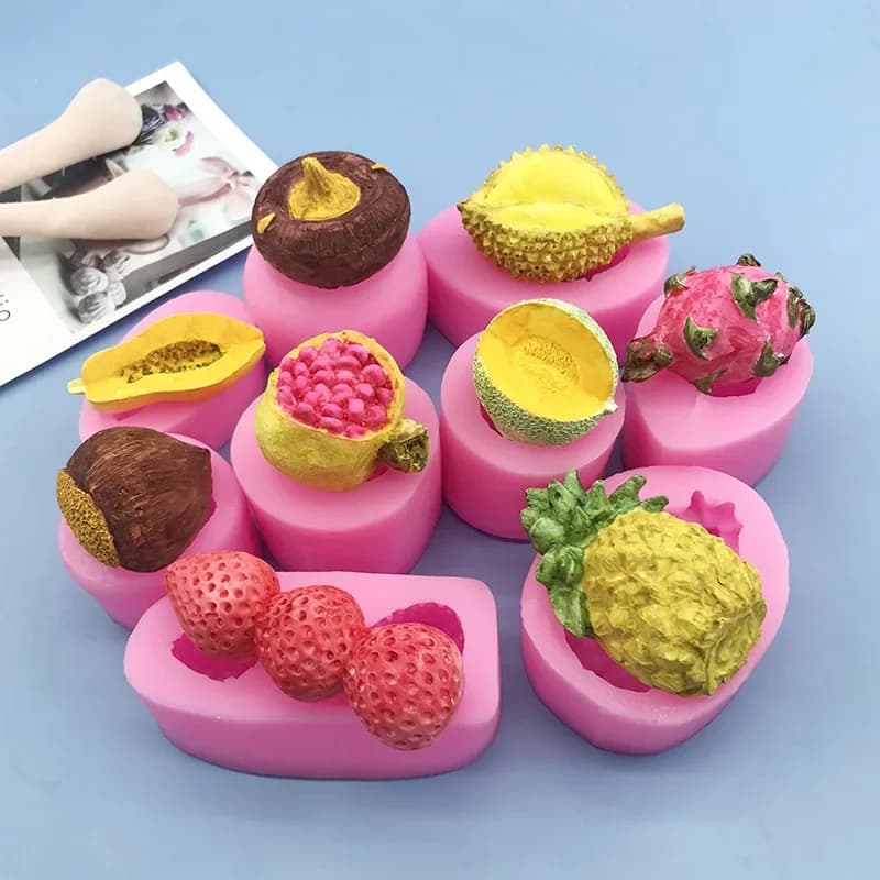 Stampi in silicone serie frutta 3D fai-da-te melograno castagna torta fondente stampo per candele al cioccolato forniture per candele