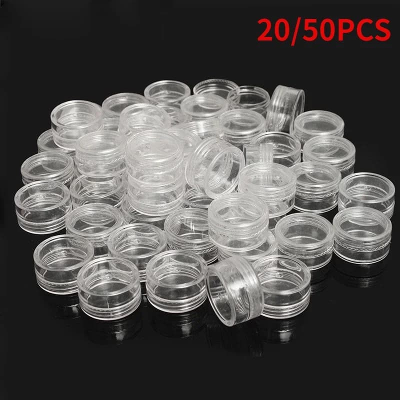 20/50pcs 2-5g Sample Clear Cream Jar Mini Cosmetic Bottles Containers Transparent Pot For Nail Arts Small Clear Can Tin For Balm