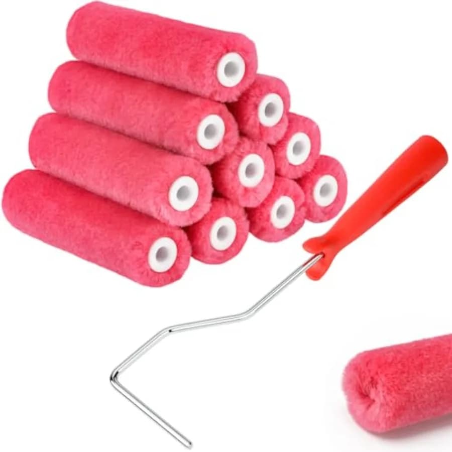 Ricambi per Rulli di Pittura in Mohair da 4 Pollici, Pelo da 1/4 di Pollice, Confezione da 11, Senza Pelucchi, Mini Rulli per Pittura con Kit Telaio