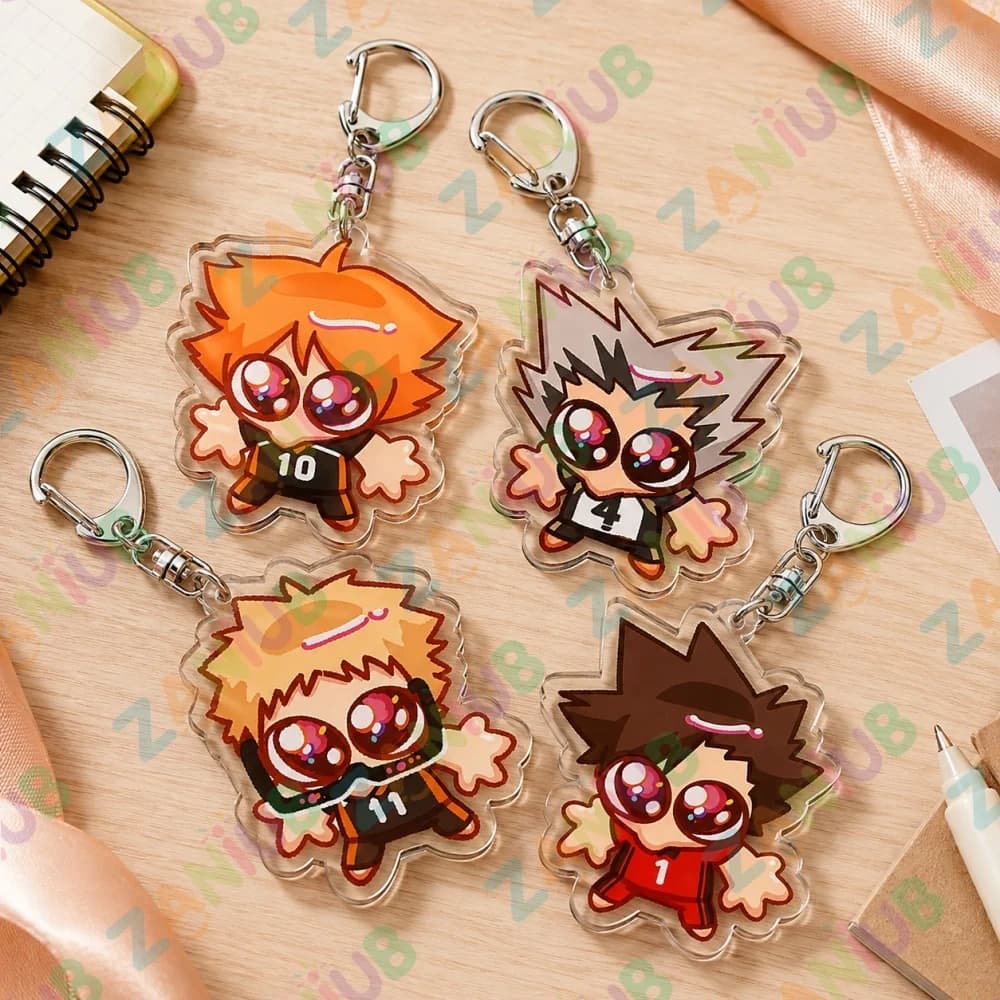 Anime Volleyball Chibi Keychain Accessories Bag Charm Keyrings Jewelry Oikawa Toru Bokuto Kotaro Kuroo Tetsuro Fans Gifts