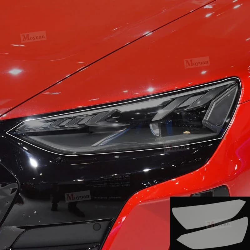 2 pezzi pellicola protettiva per fari auto restauro fari adesivo TPU nero trasparente per accessori Audi RS e-tron GT 2022-23