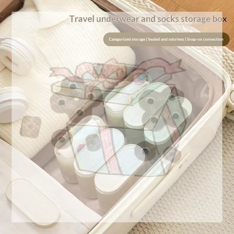【CC】Scatola portaoggetti portatile sigillata per viaggi, biancheria intima, calzini, uso domestico e in viaggio di lavoro