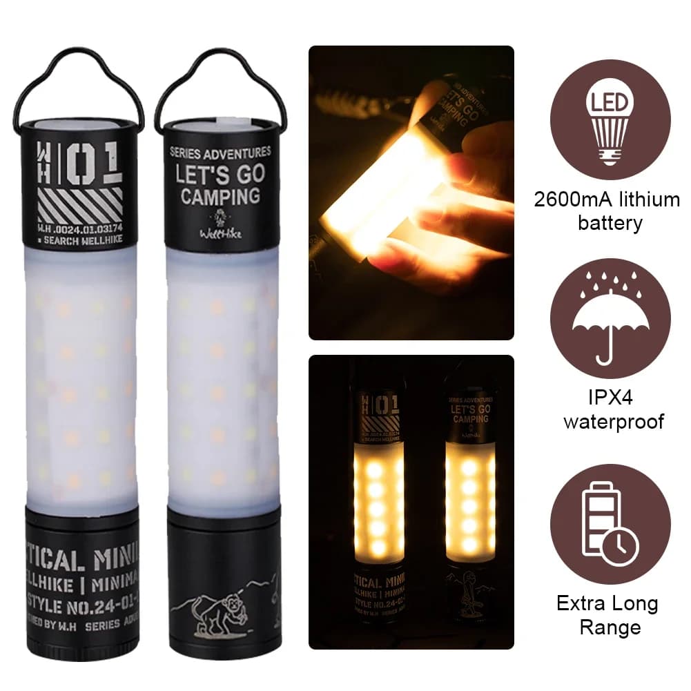 Torcia super luminosa IPX4 Torcia LED portatile impermeabile 2600mAh Lanterna portatile a mano Power Bank per escursioni in campeggio all'aperto