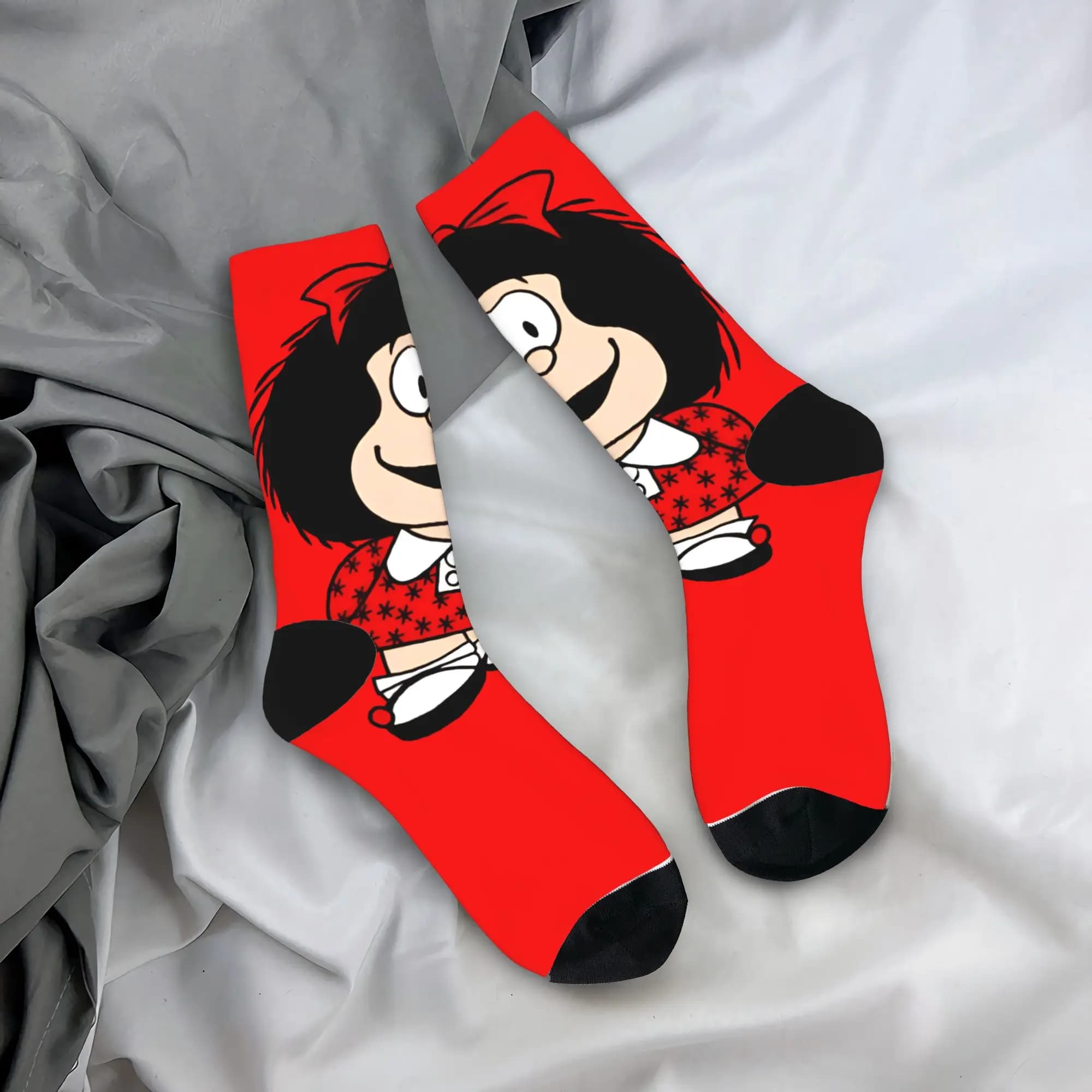 Mafalda Cartoon Socks Funny Stockings Spring Anti Bacterial Women Men Socks Warm Soft Design Cycling Socks