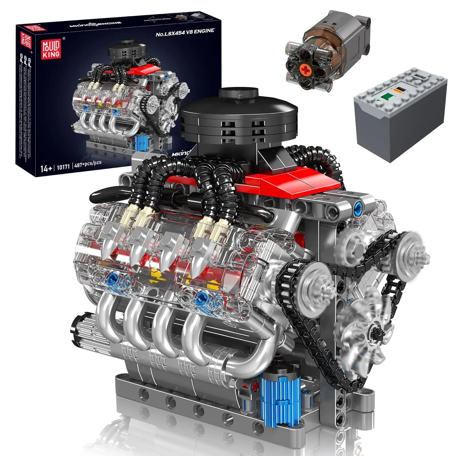 V8 Engine Building Blocks Sets, Engine Model kit That Run, Build Your Own STEM Model Engine, 8-Cylinder Car Engine Building