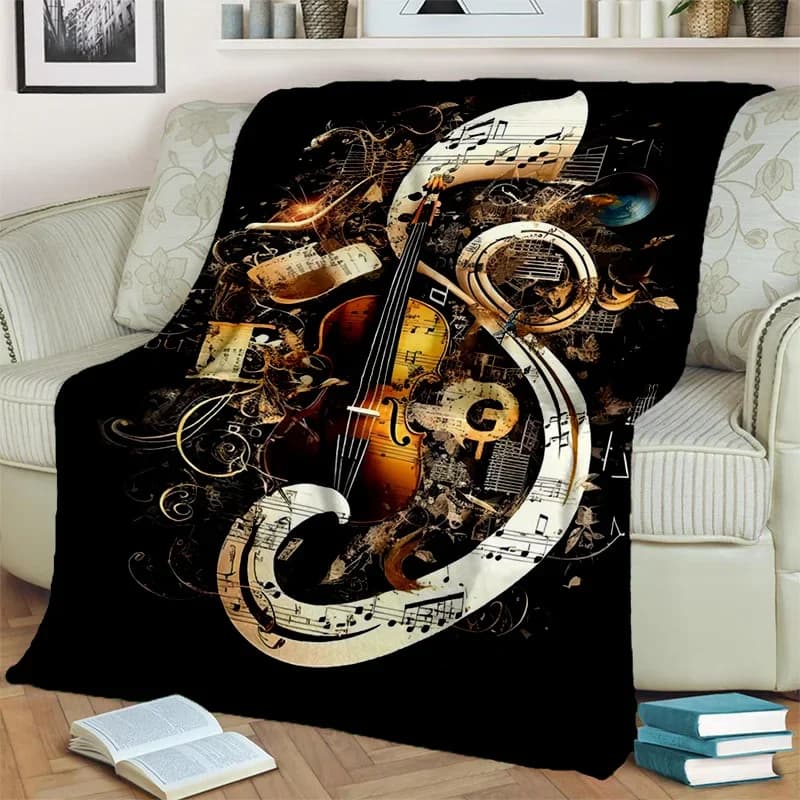 Coperta per spartito musicale con nota musicale colorata 3D, coperta morbida per la casa, camera da letto, divano letto, picnic, viaggio, ufficio, coperta per bambini
