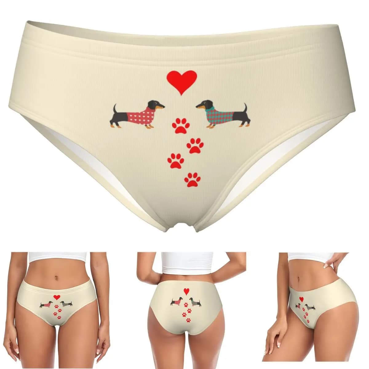 Custom Dachshund, Dackel Dogs Panties Briefs Women's Comfort Briefs Underwear Breathable Female Underpants