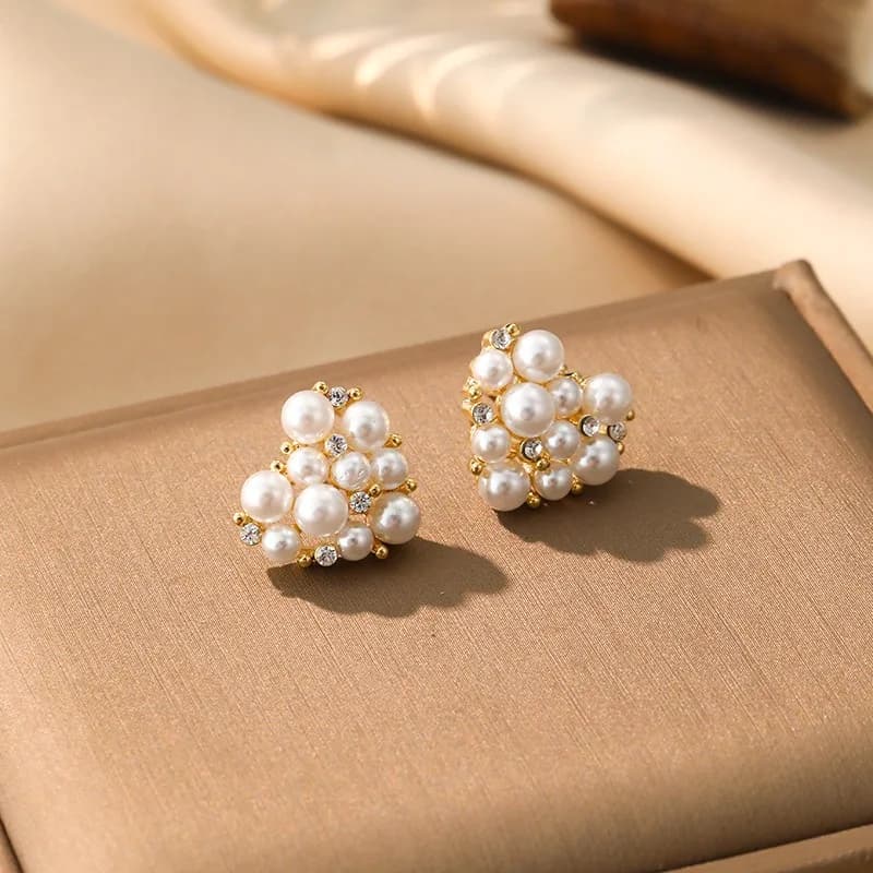 Orecchini di Perle in Stile Francese di Lusso, Design Semplice e Alla Moda per Donne, Eleganti e Versatili