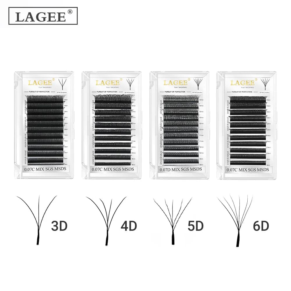 LAGEE 3D 4D 5D 6D W Forma Estensioni ciglia Premade Volume Ventole Ciglia Clover Bloom Autofan Ciglia finte da Nagaraku