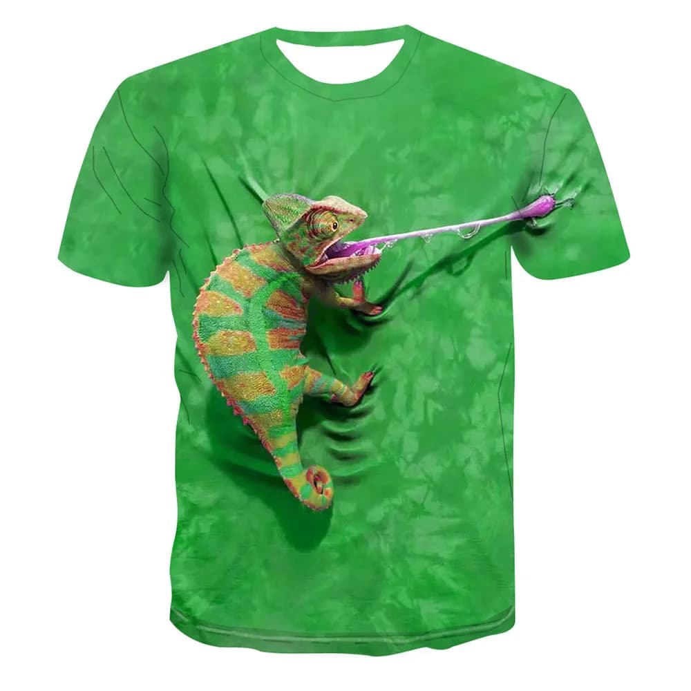 Funny Chameleon T-Shirts Animals Lizard Children's T-Shirt Boy Tops Girls Clothes 7 to 8 Years T-Shirt Tops Tees Baby Clothing
