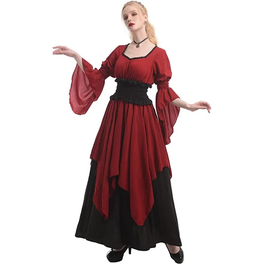 Abito da elfo celtico medievale vintage per donna Costume cosplay di Halloween Abiti popolari vittoriani rinascimentali Vestido celtico