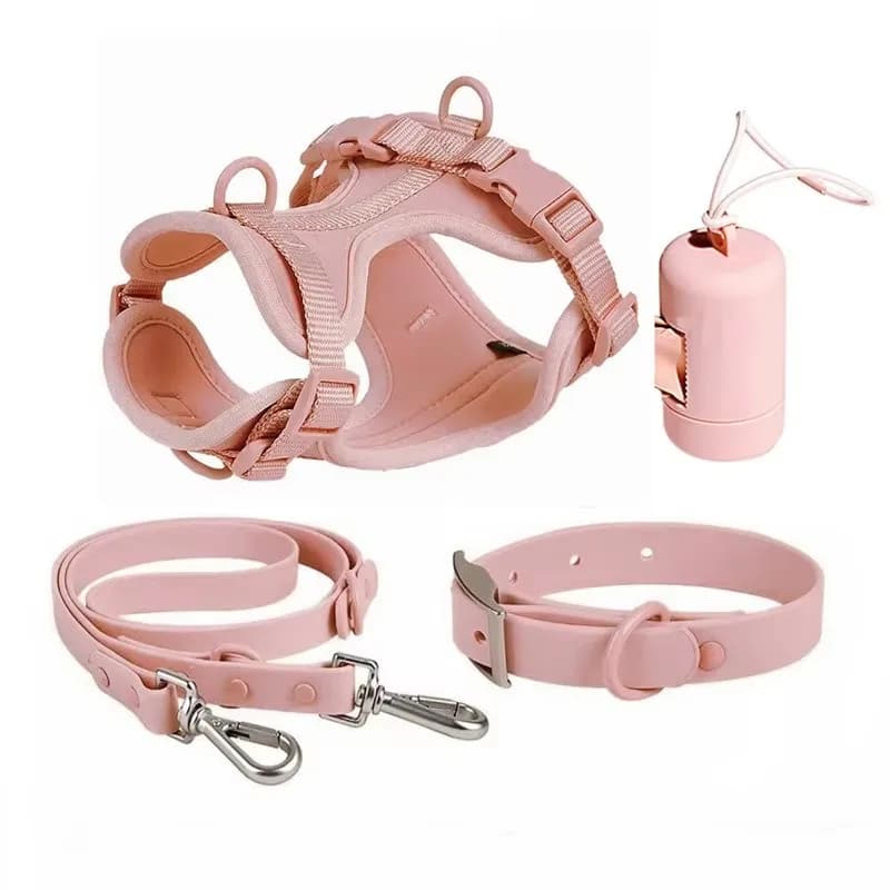 Manufacturer Wholesale Waterproof PVC Pet Harness Small Dog Leash With Bag Neoprene Dog Collar and Leash Harness Sets