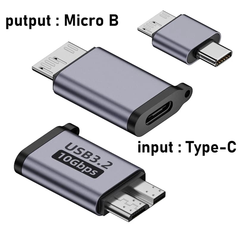 Adattatore USB 3.0 Micro B USB C maschio a tipo C femmina Caricatore di ricarica da 10 Gbps Sincronizzazione rapida dei dati per disco rigido esterno Cavo HDD