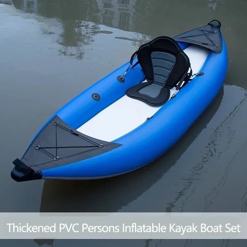 PVC Kayak Canoe, 2 Person Inflatable Boat, Thickened Raft for River Lake Paddling, Portable Durable Watercraft