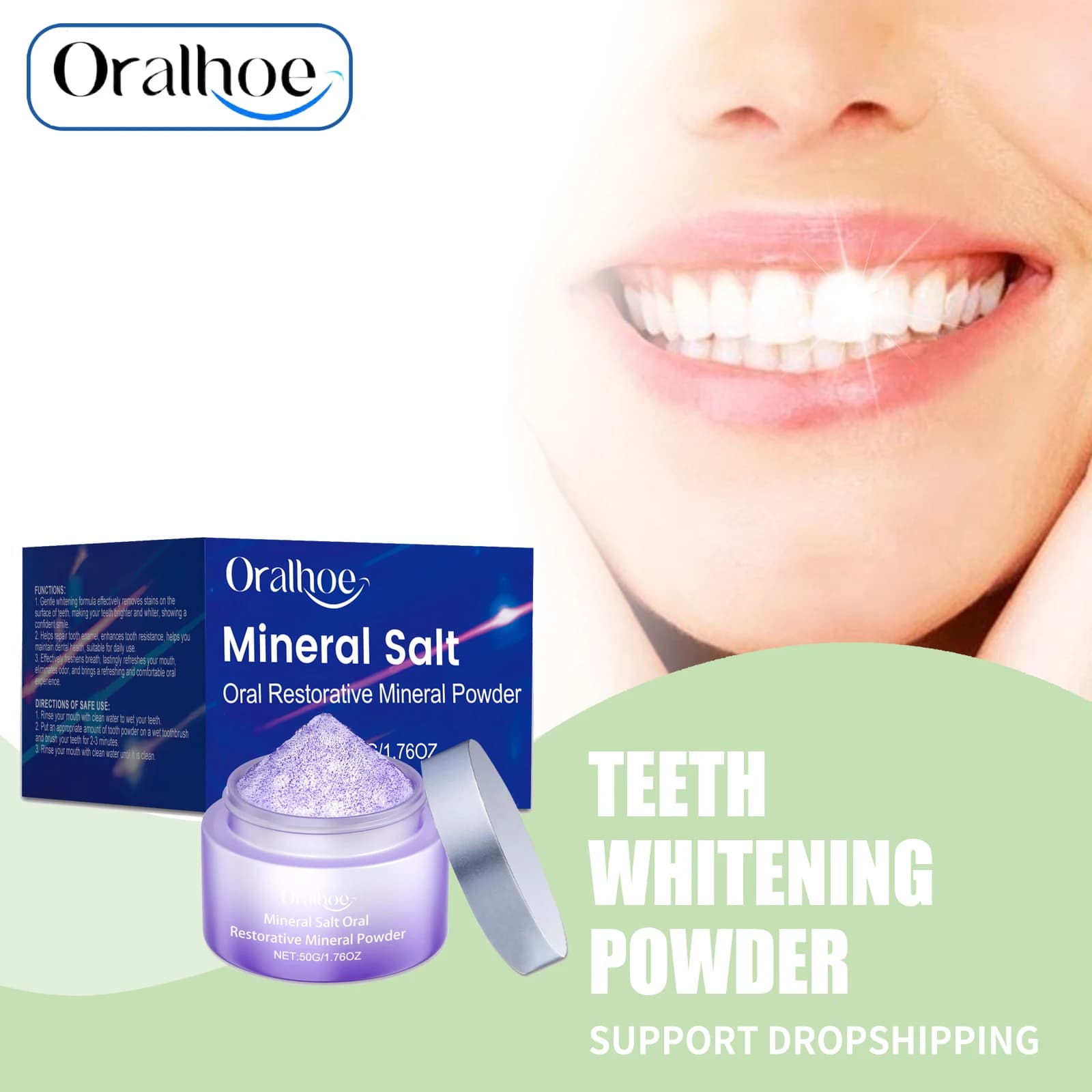 Polvere per denti viola Pulizia profonda Macchie dentali Rimozione del calcolo della placca Migliora i denti gialli Rafforzare il dentifricio per la riparazione dello smalto