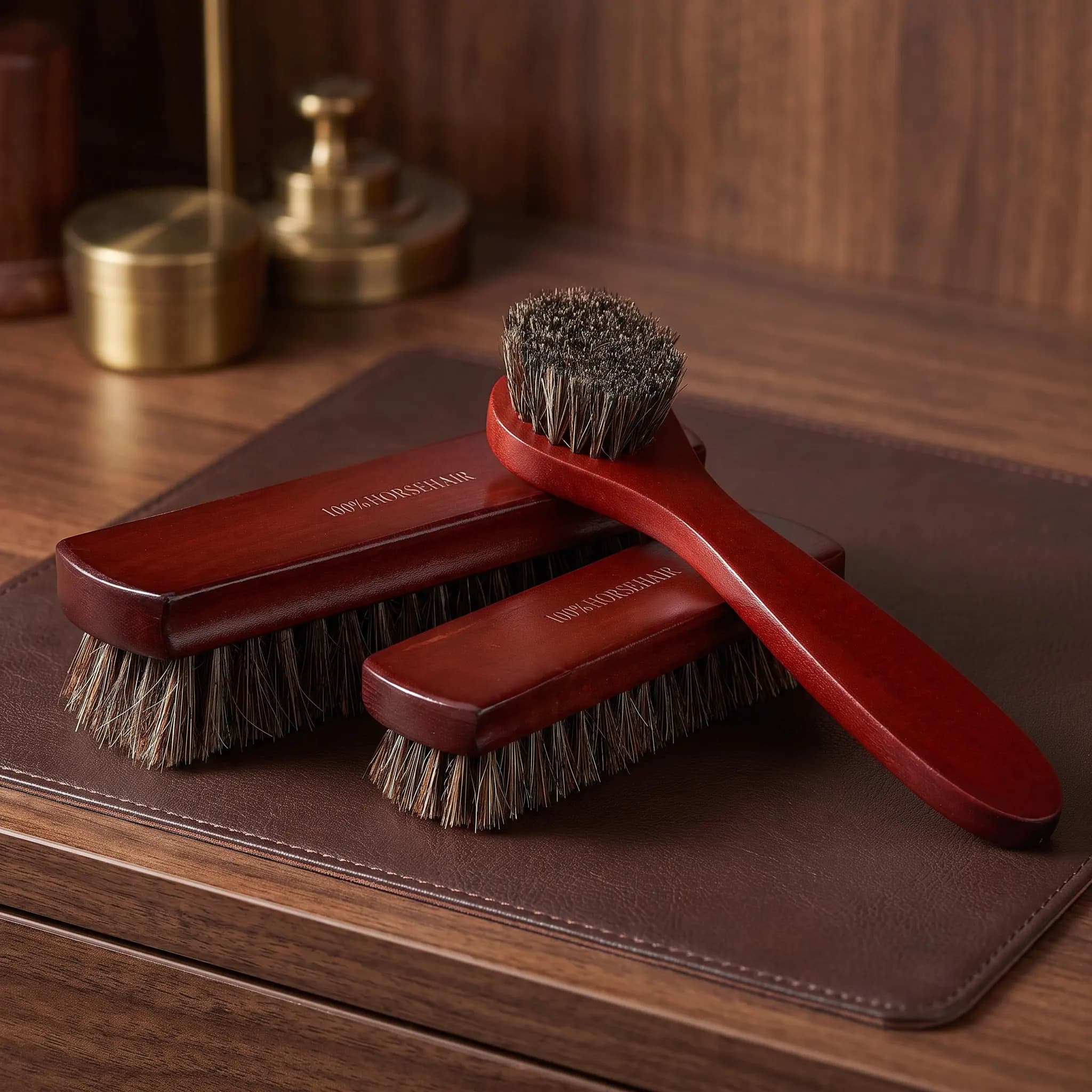 2Pcs Horsehair Shoe Brush Cleaner Boot Polisher Kit Suitable for Shoes Car Seats Furniture Shoe Brush Boot Cleaning Kit