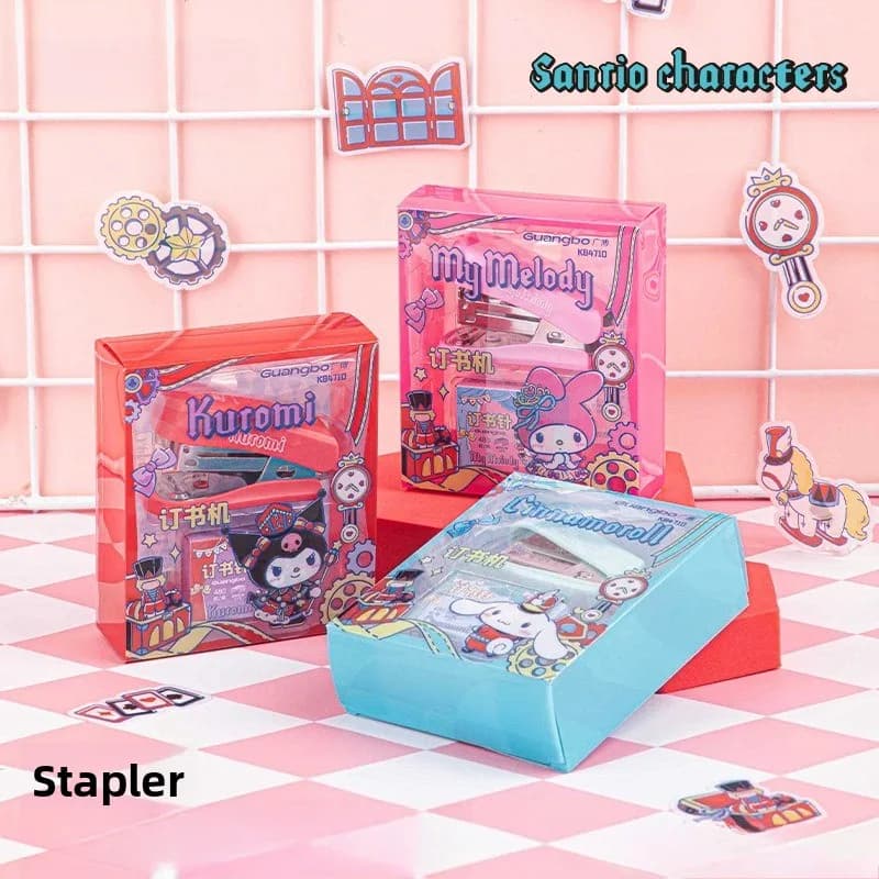 Sanrio Cucitrice carina Hello Kitty Mini cucitrice da scrivania per rilegatura di carta Organizzazione dell'ufficio Progetti scolastici e forniture per uso domestico