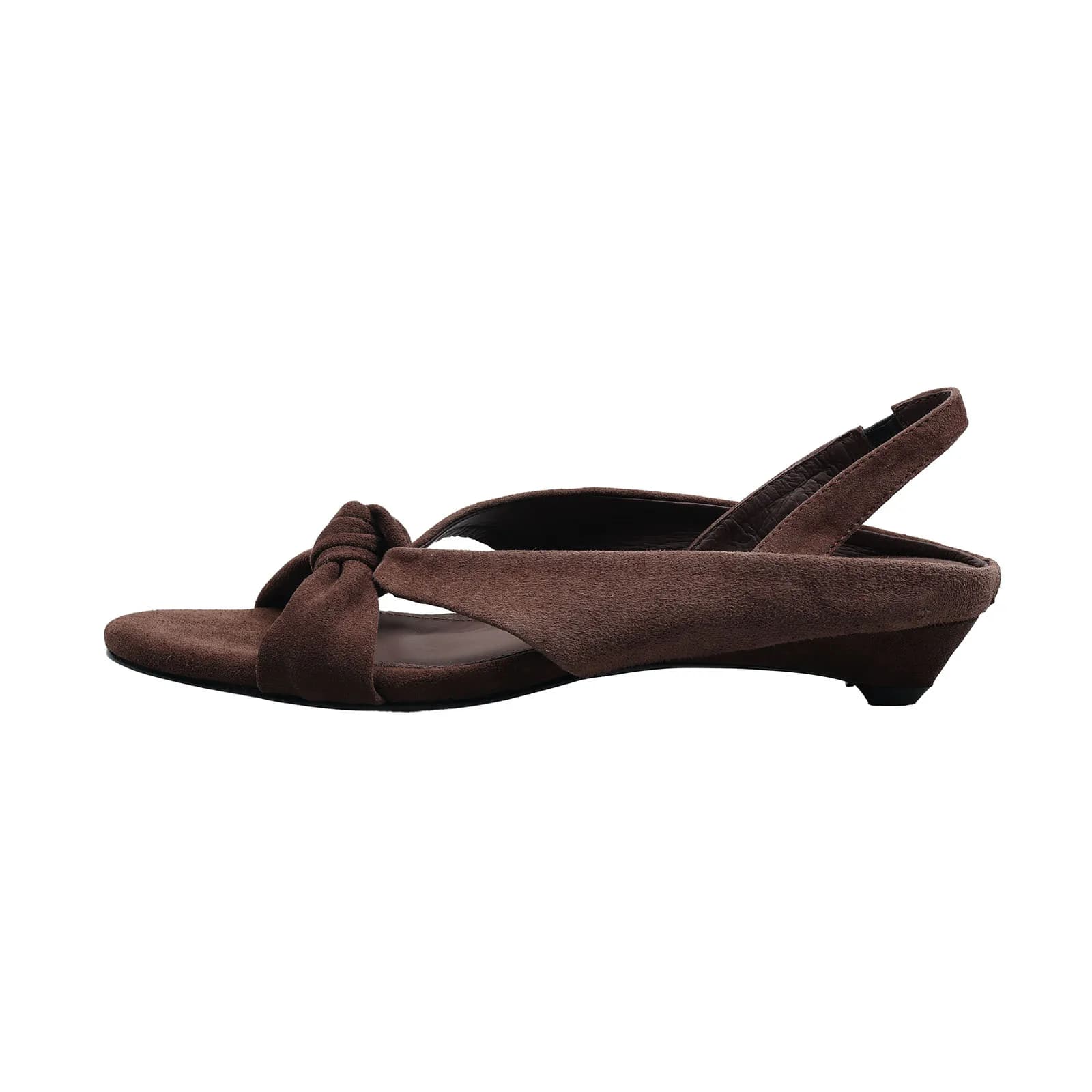 Arden Furtado 2025 Summer sheepskin Round toe bowknot Rear trip belt Wedges Open toe Sandals Middle heel Commuter shoes
