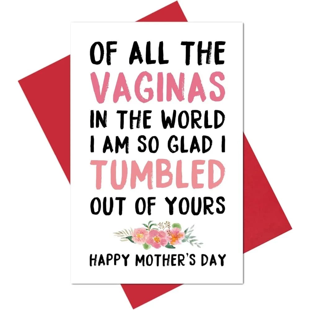 Biglietto d'auguri divertente per la Festa della Mamma, con scritta 'Vaginas', con busta, regalo originale perfetto per mamma, madrina