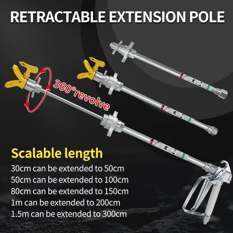 Asta di prolunga telescopica 50/100 cm per spruzzatore airless con pistola - Strumento di verniciatura leggero regolabile per vernice da parete/soffitto