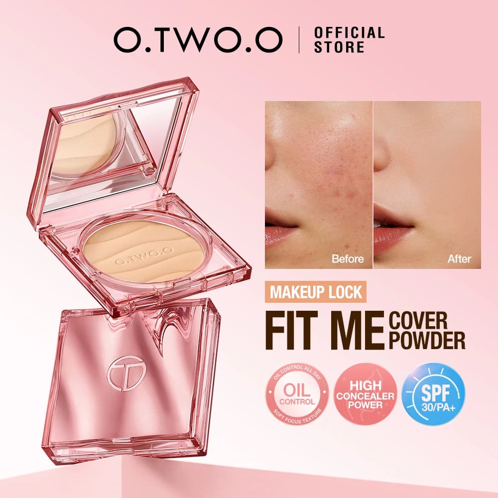 O.TWO.O Correttore Polvere pressata Opaca Controllo olio Messa a fuoco morbida Protezione solare Cuscino in polvere impermeabile Polvere compatta Trucco viso