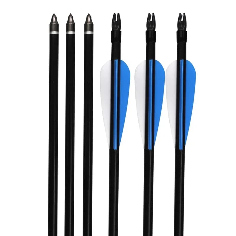 12X 26 inch Fiberglass Arrow Fletching 2 Blue 1 White Arrow Vane Youth Target Archery Practice Shooting Recurve
