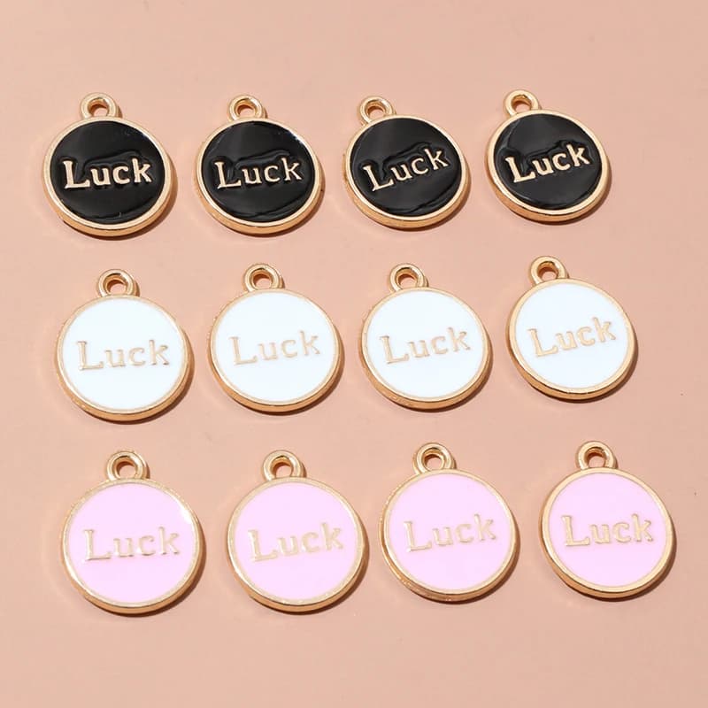 20pcs 15x12mm Enamel Luck Pendant Charms Alloy Metal DIY Jewelry Making Accessories Findings for Necklace Bracelet
