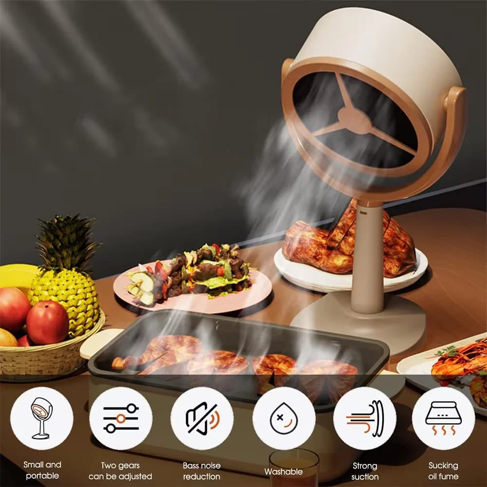 Table hood aspirator adjustable angle USB plug charging portable discharge fan small kitchen hood for indoor barbecue