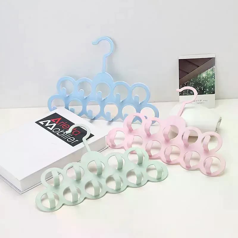 Organizzatore appendiabiti in plastica a 11 fori per bagno, salvaspazio per armadio, porta sciarpe, cinture, cravatte, cappelli, asciugamani, borse e borsette per dormitorio