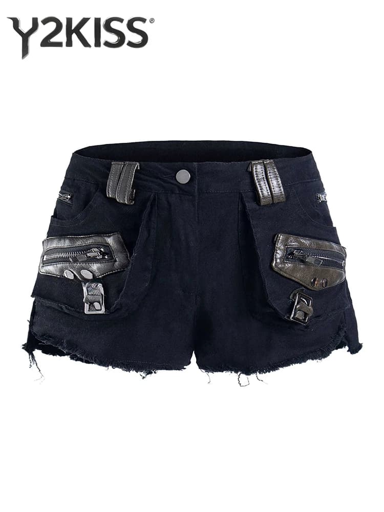 New Cargo Shorts in Denim Retro American Women's Style Punk Goblin Core Y2K Years 2000, Japanese Jeans Harajuku Dark Academia, Hot Pants Summer
