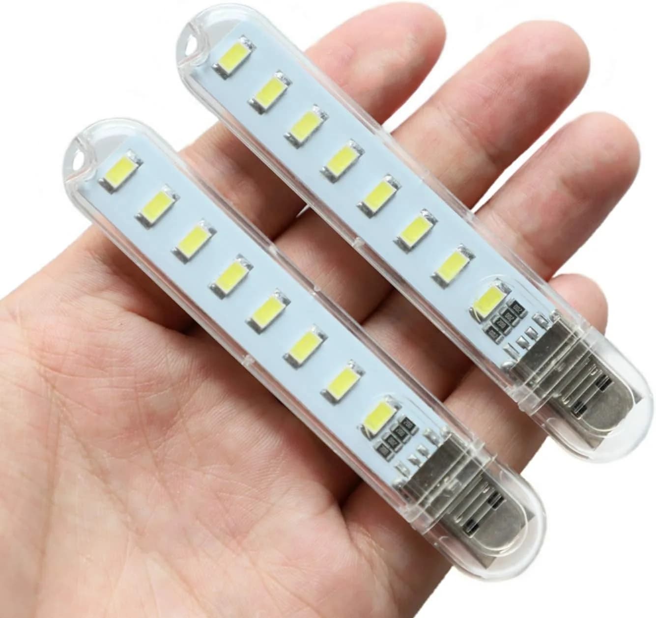 Mini luce USB portatile, luce notturna plug-in a luce calda da 8 LED, luce notturna portatile da lettura per campeggio